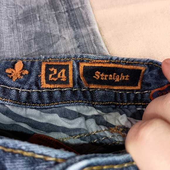 Rock Revival Distressed Thrash Grunge Blue Designer Jeans (#259) - Picture 5 of 11